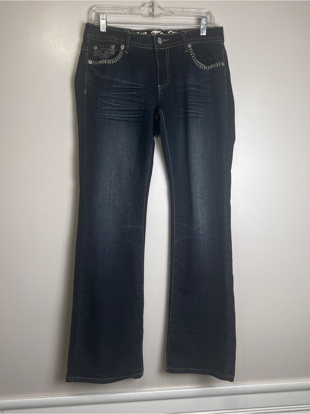 Ten 25 Denim Dark Stretch Thick Stitch Bootcut Jeans Size 11/12, EUC